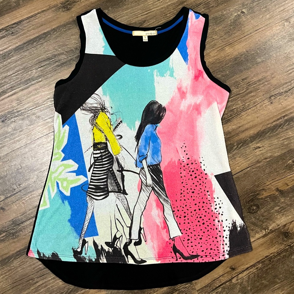 Atelier 29 Women Graphic Bejeweled Tank Top- SMALL
